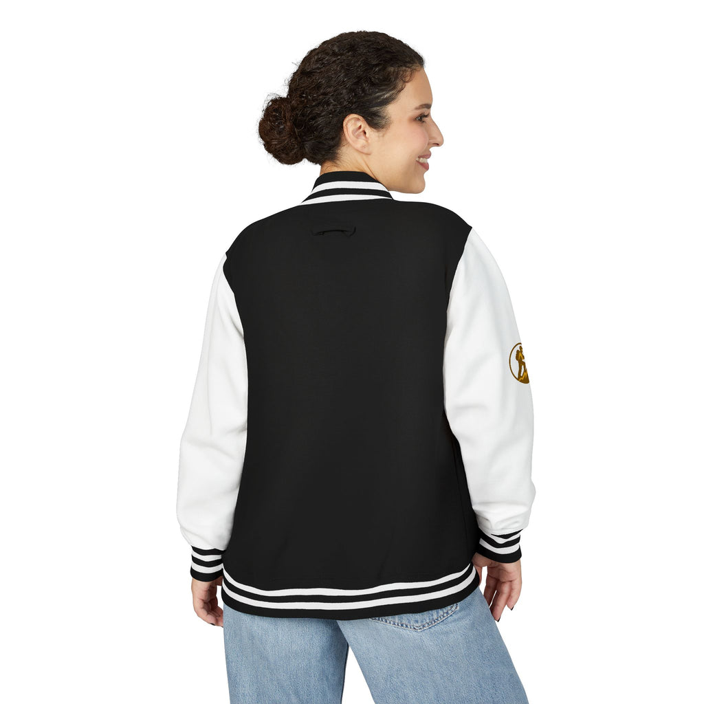 Retro Varsity Letterman Jacket for Unisex - Sporty Style with Golden Emblem