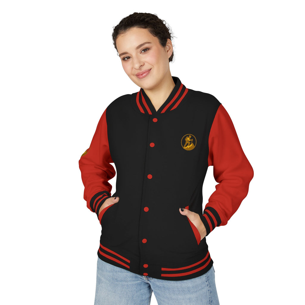 Retro Varsity Letterman Jacket for Unisex - Sporty Style with Golden Emblem