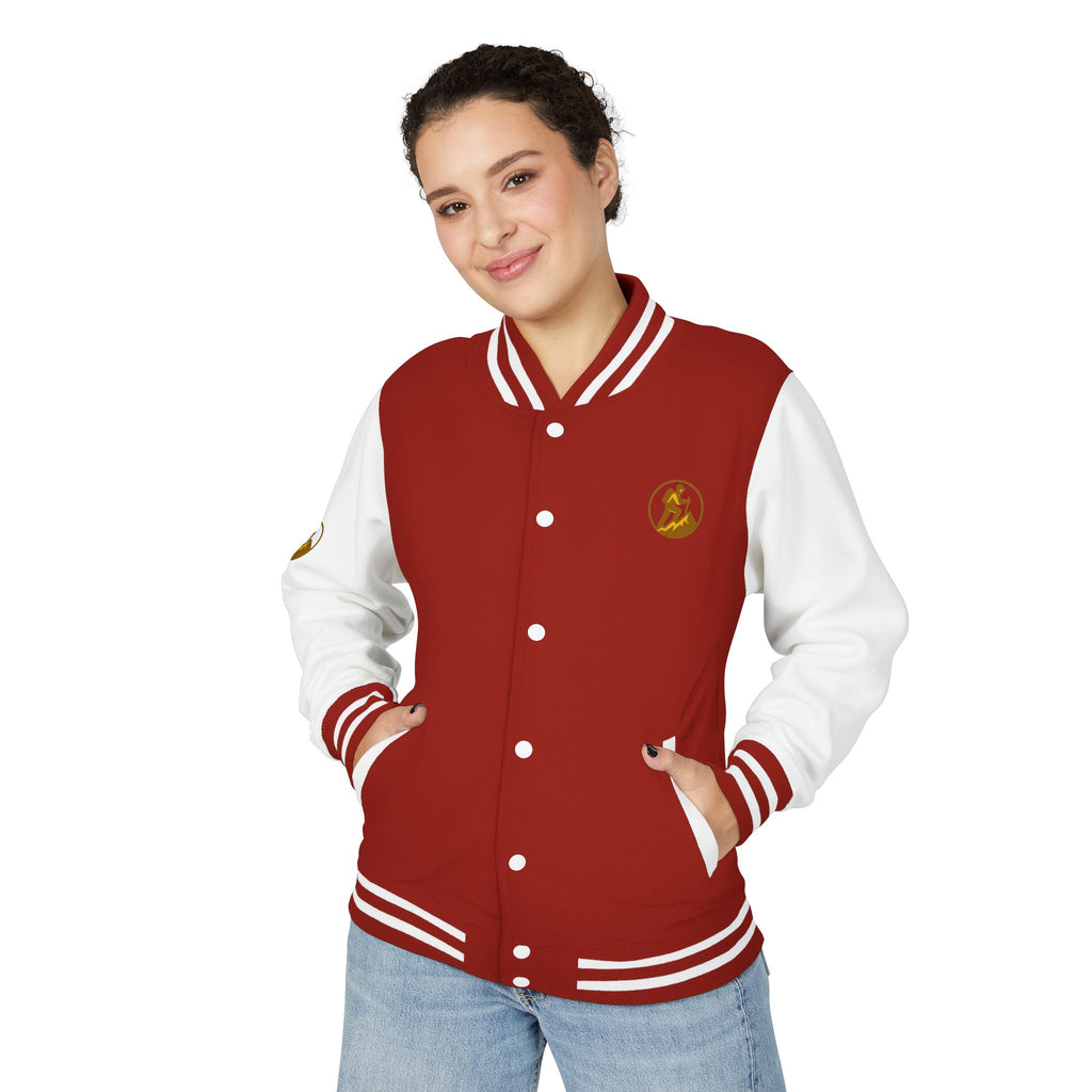 Retro Varsity Letterman Jacket for Unisex - Sporty Style with Golden Emblem