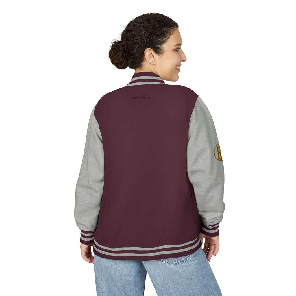 Retro Varsity Letterman Jacket for Unisex - Sporty Style with Golden Emblem