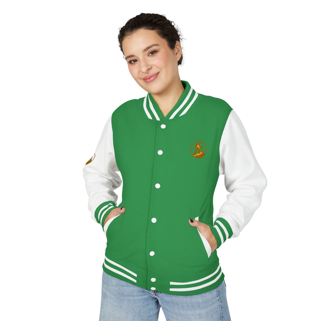 Retro Varsity Letterman Jacket for Unisex - Sporty Style with Golden Emblem
