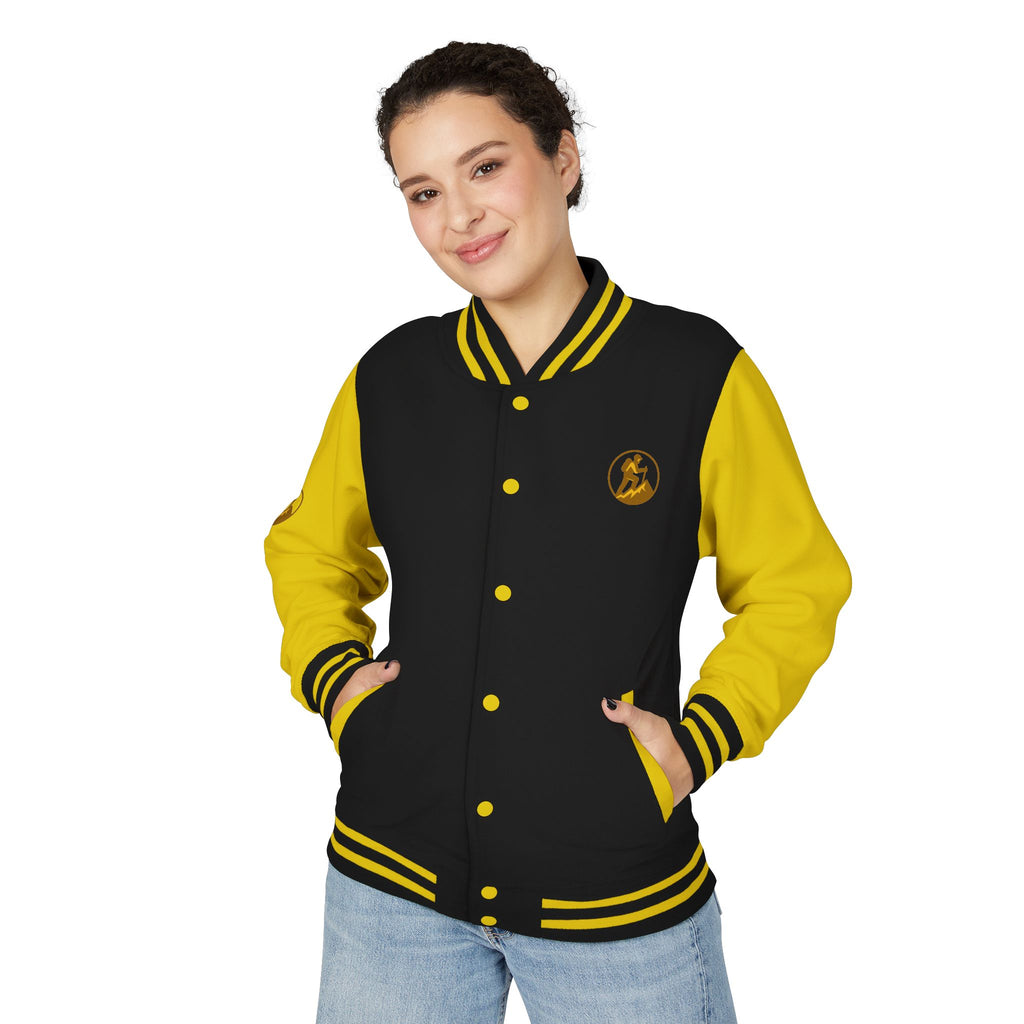 Retro Varsity Letterman Jacket for Unisex - Sporty Style with Golden Emblem