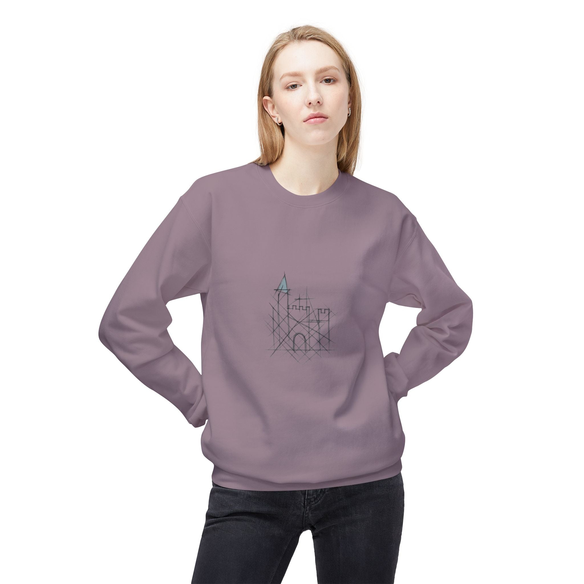Cozy Castle Graphic Crewneck Sweatshirt