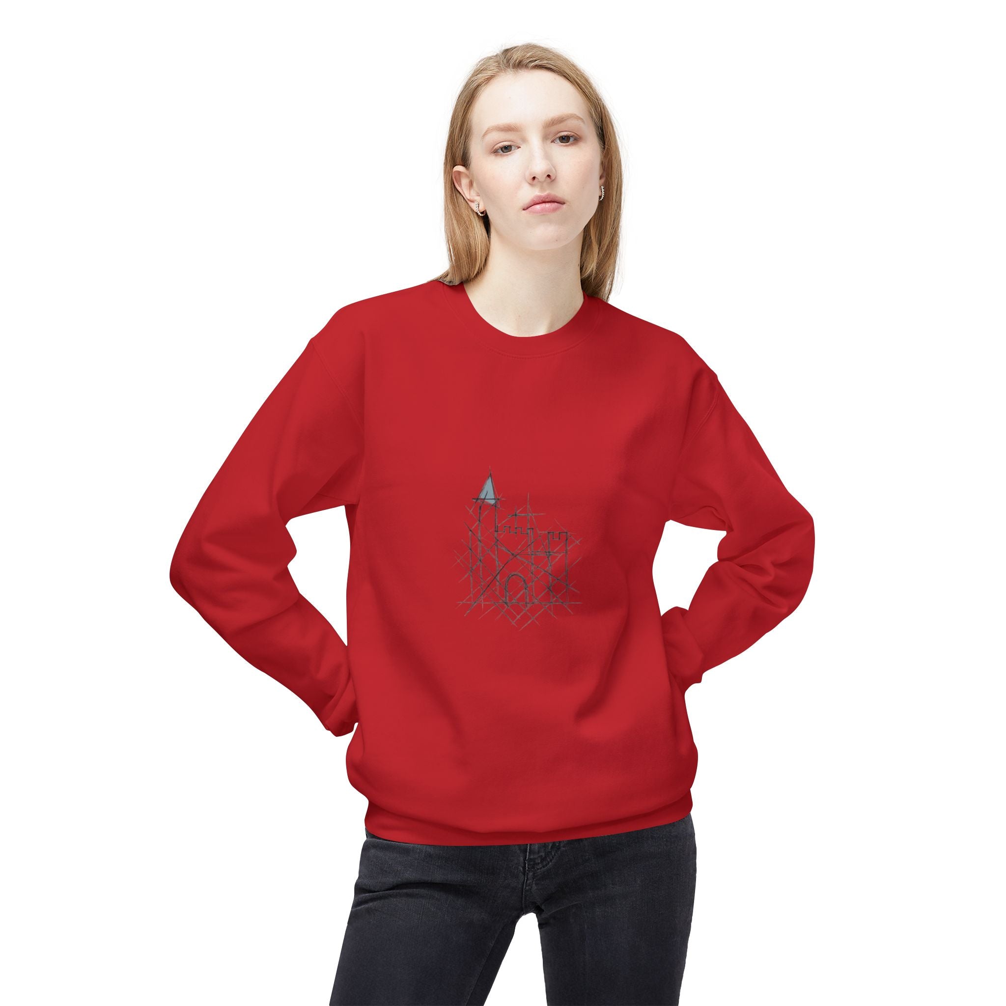 Cozy Castle Graphic Crewneck Sweatshirt