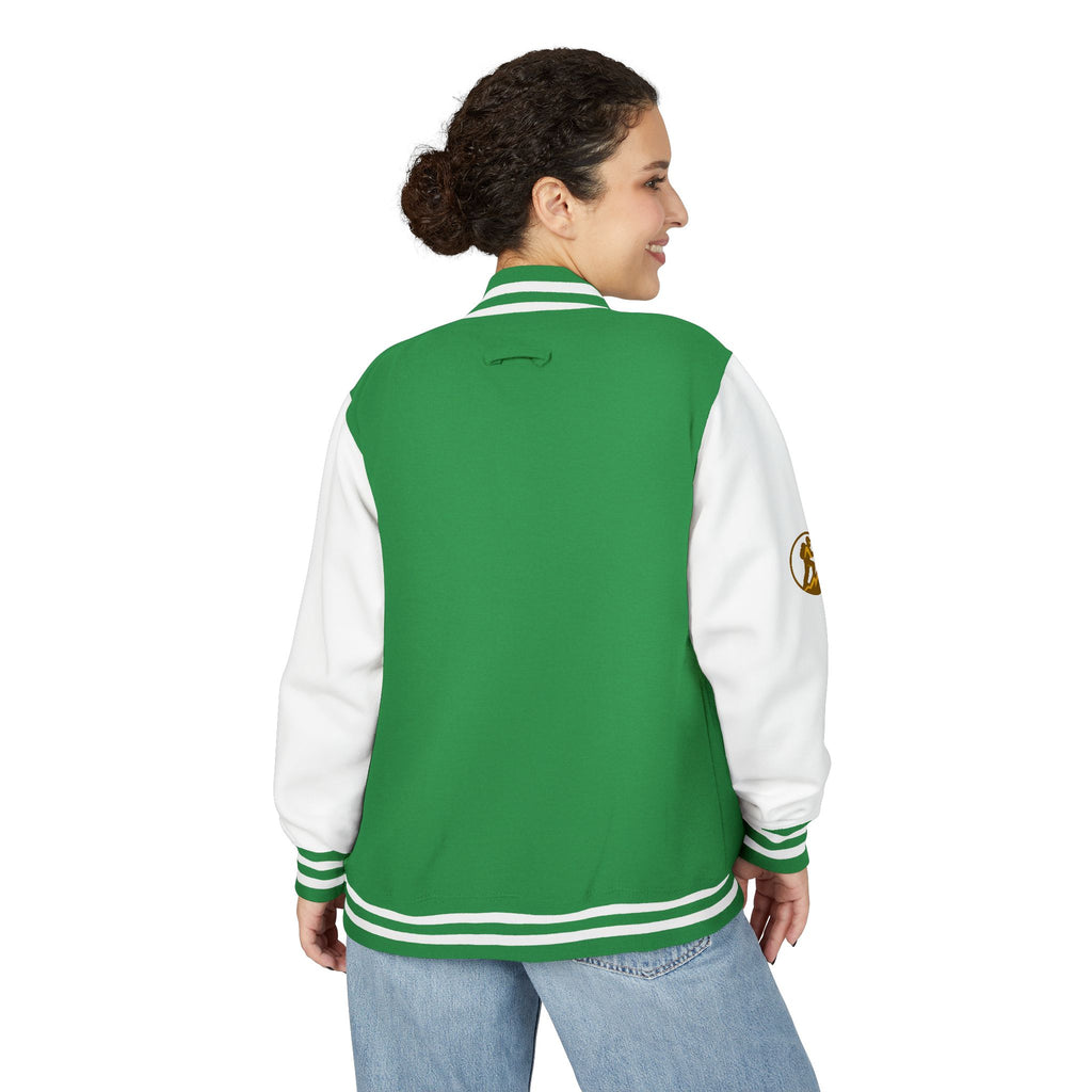 Retro Varsity Letterman Jacket for Unisex - Sporty Style with Golden Emblem