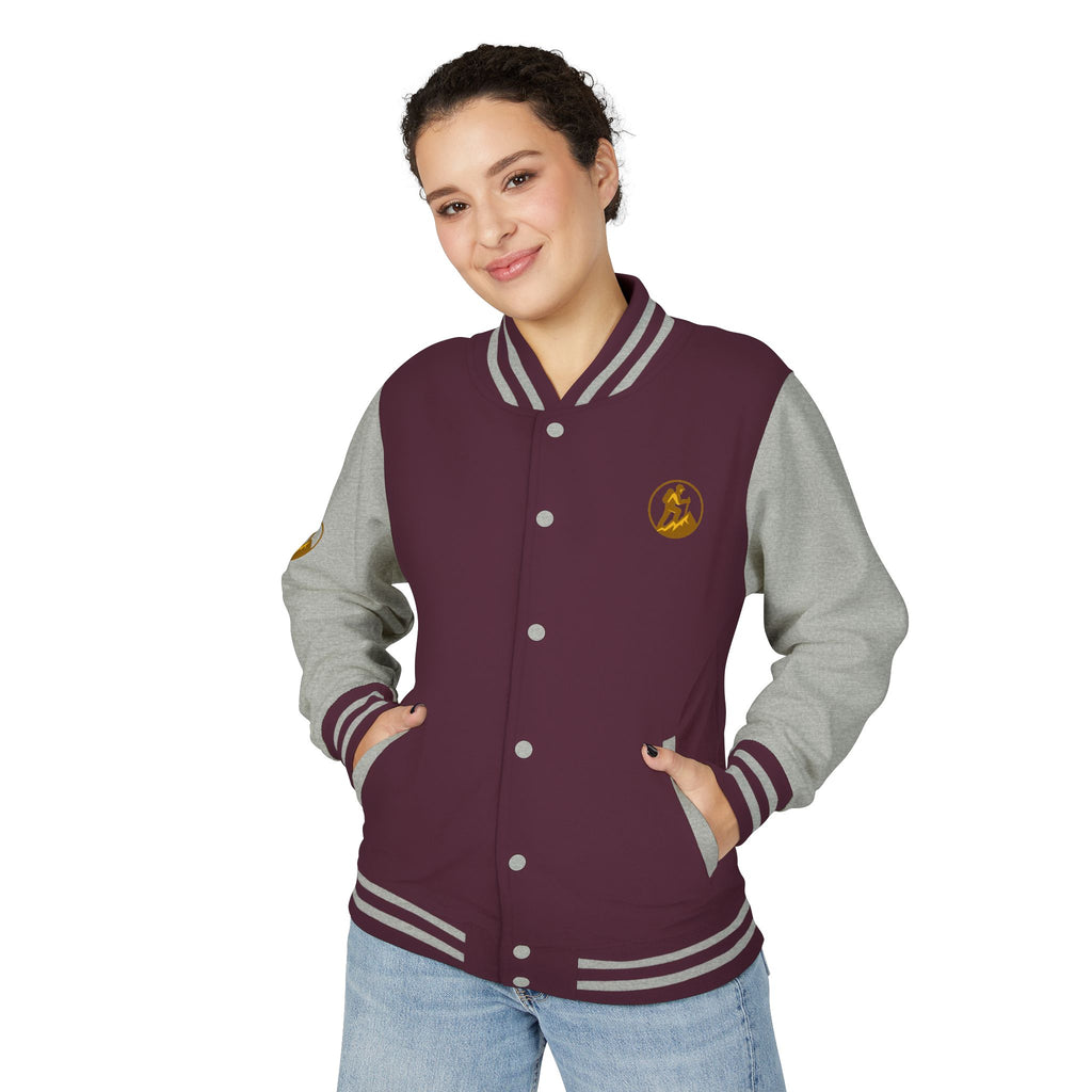 Retro Varsity Letterman Jacket for Unisex - Sporty Style with Golden Emblem