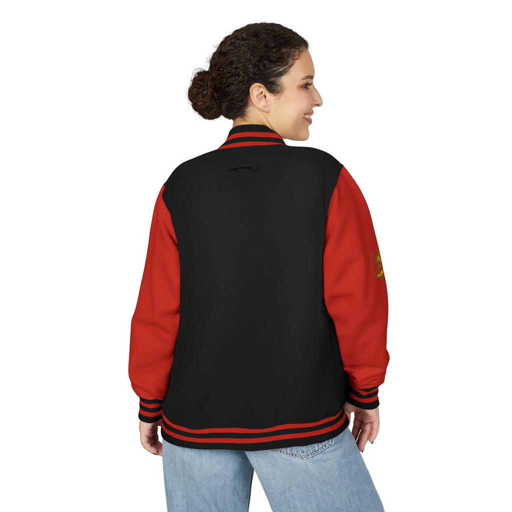 Retro Varsity Letterman Jacket for Unisex - Sporty Style with Golden Emblem