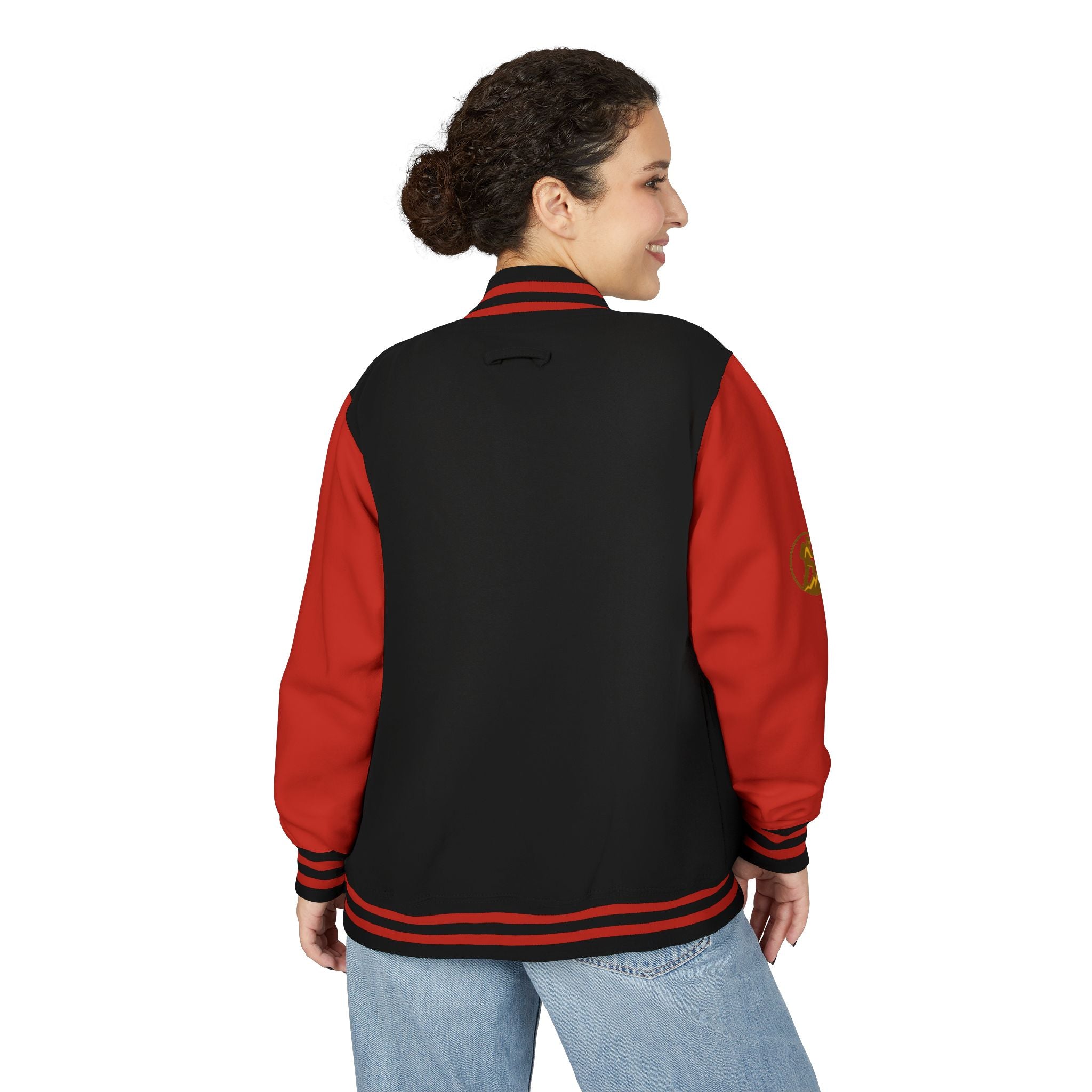 Retro Varsity Letterman Jacket for Unisex - Sporty Style with Golden Emblem