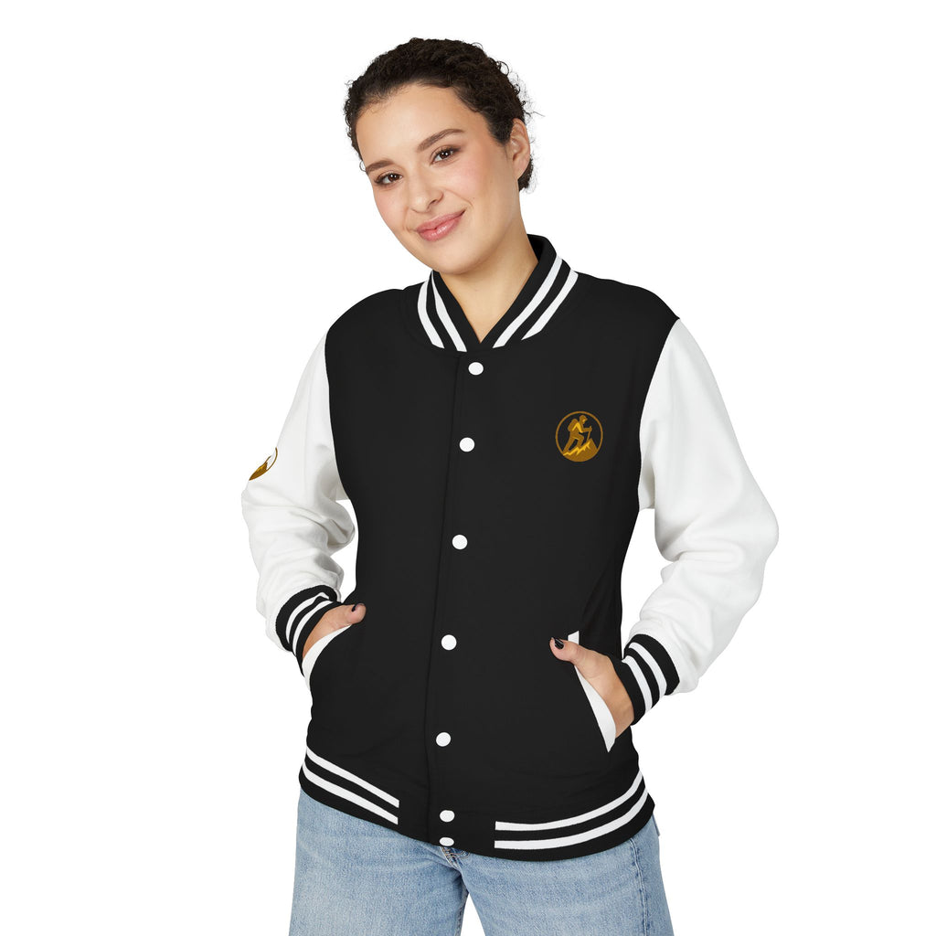 Retro Varsity Letterman Jacket for Unisex - Sporty Style with Golden Emblem