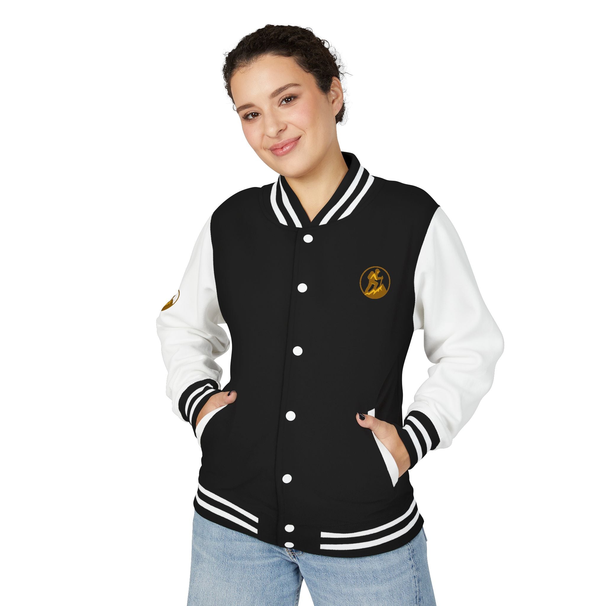 Retro Varsity Letterman Jacket for Unisex - Sporty Style with Golden Emblem