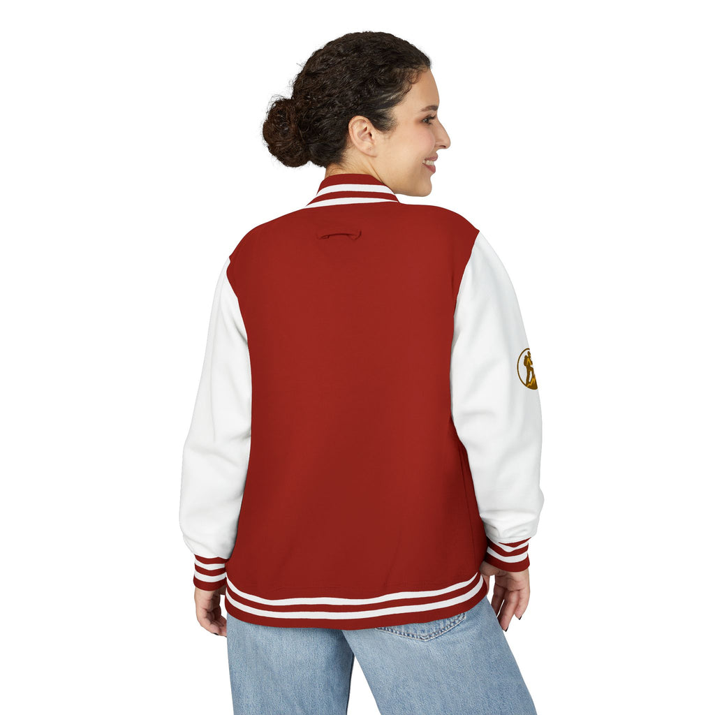 Retro Varsity Letterman Jacket for Unisex - Sporty Style with Golden Emblem