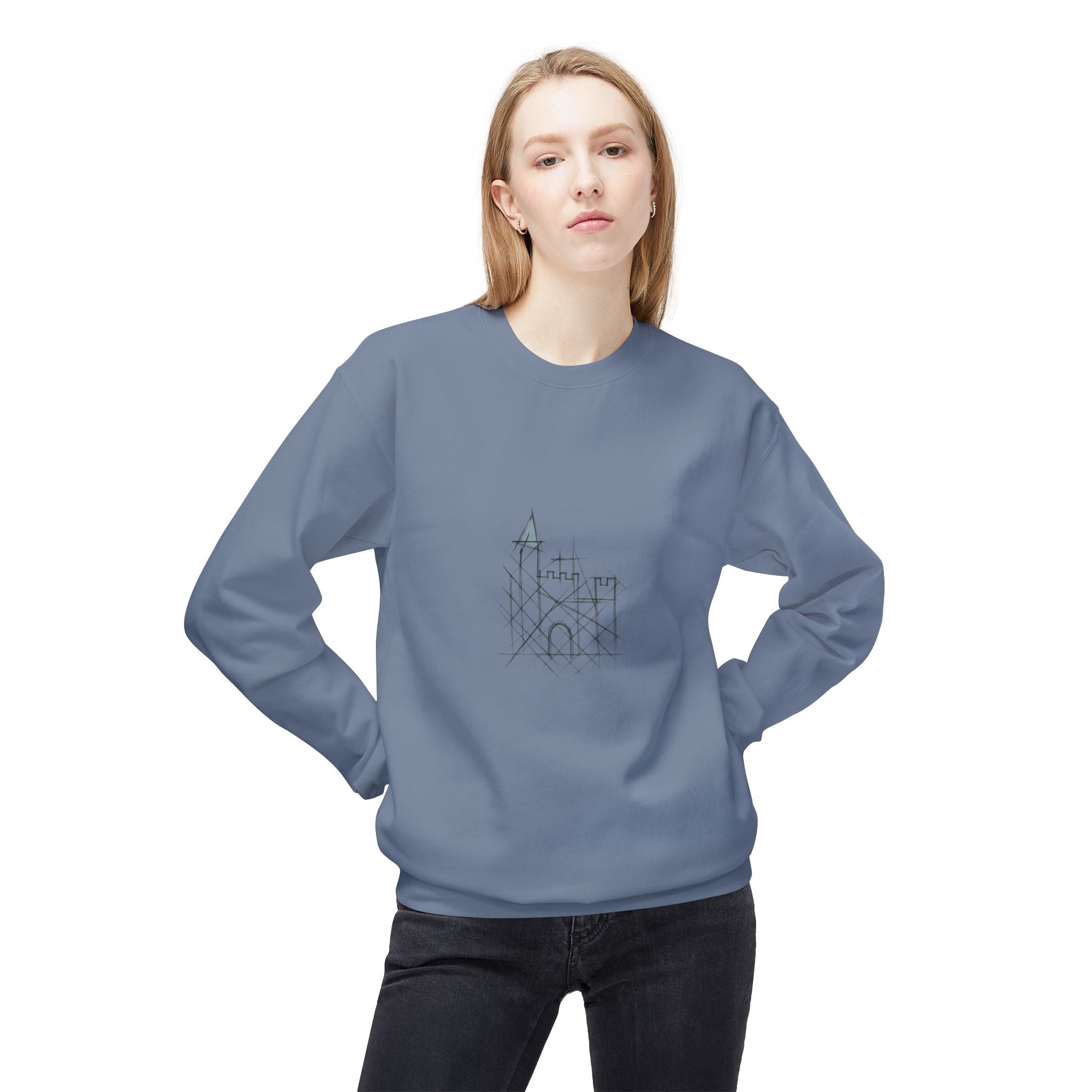 Cozy Castle Graphic Crewneck Sweatshirt