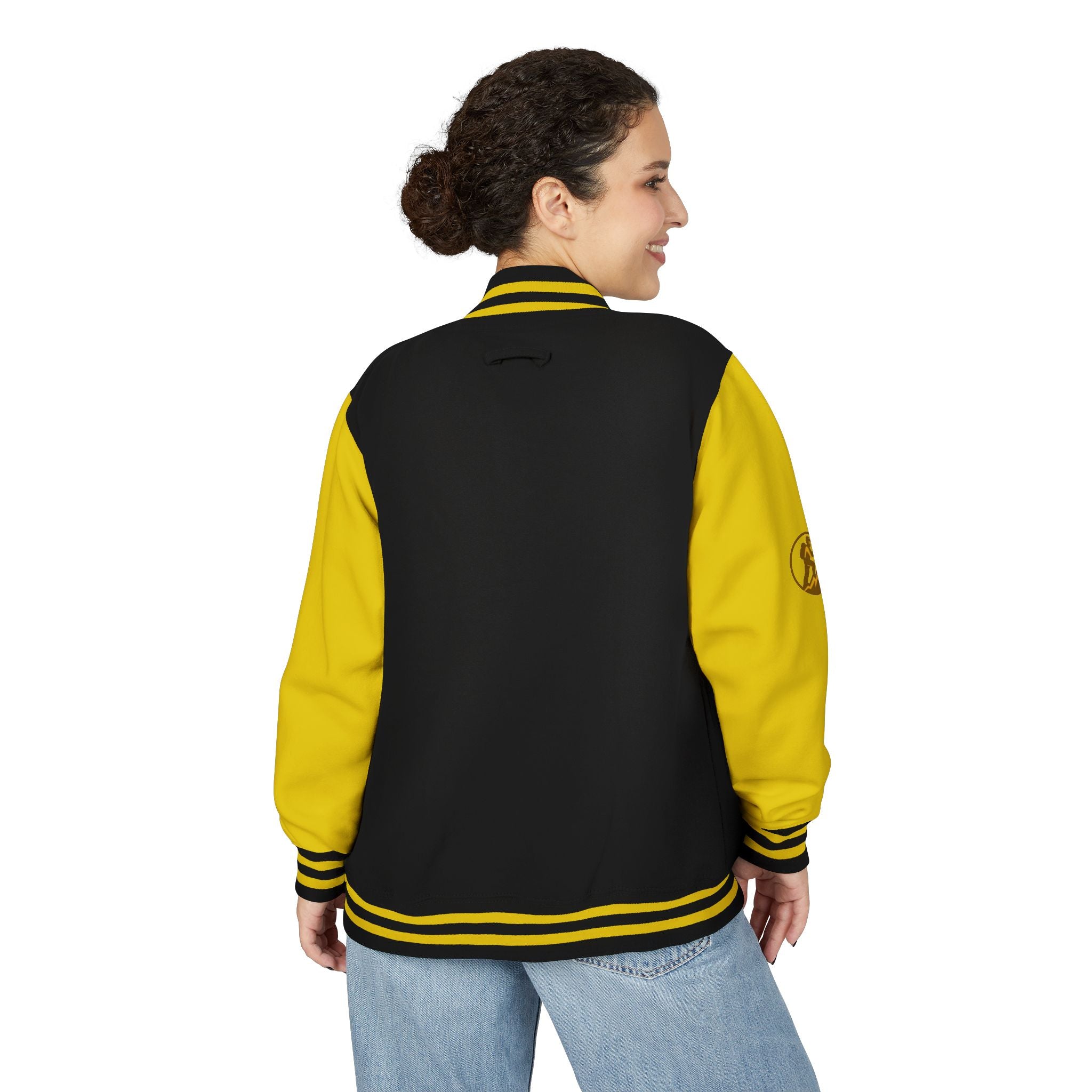 Retro Varsity Letterman Jacket for Unisex - Sporty Style with Golden Emblem